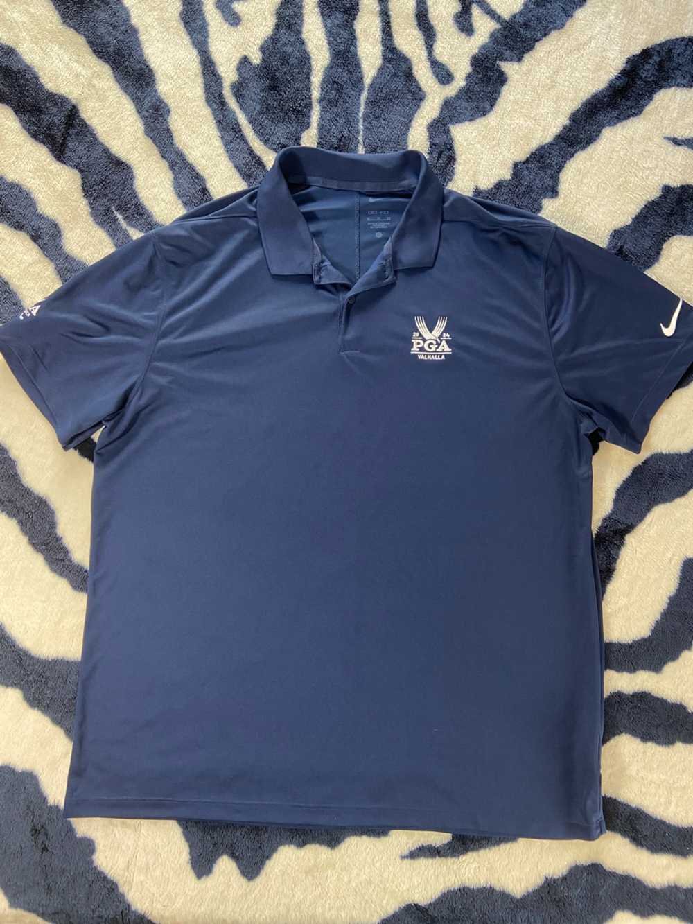 Nike Dri-Fit PGA Valhalla 2024 Golf Polo Performance Shirt Navy Blue XLarge XL
